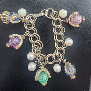 Elegant Silver Charm Bracelet with Multicolor Accents